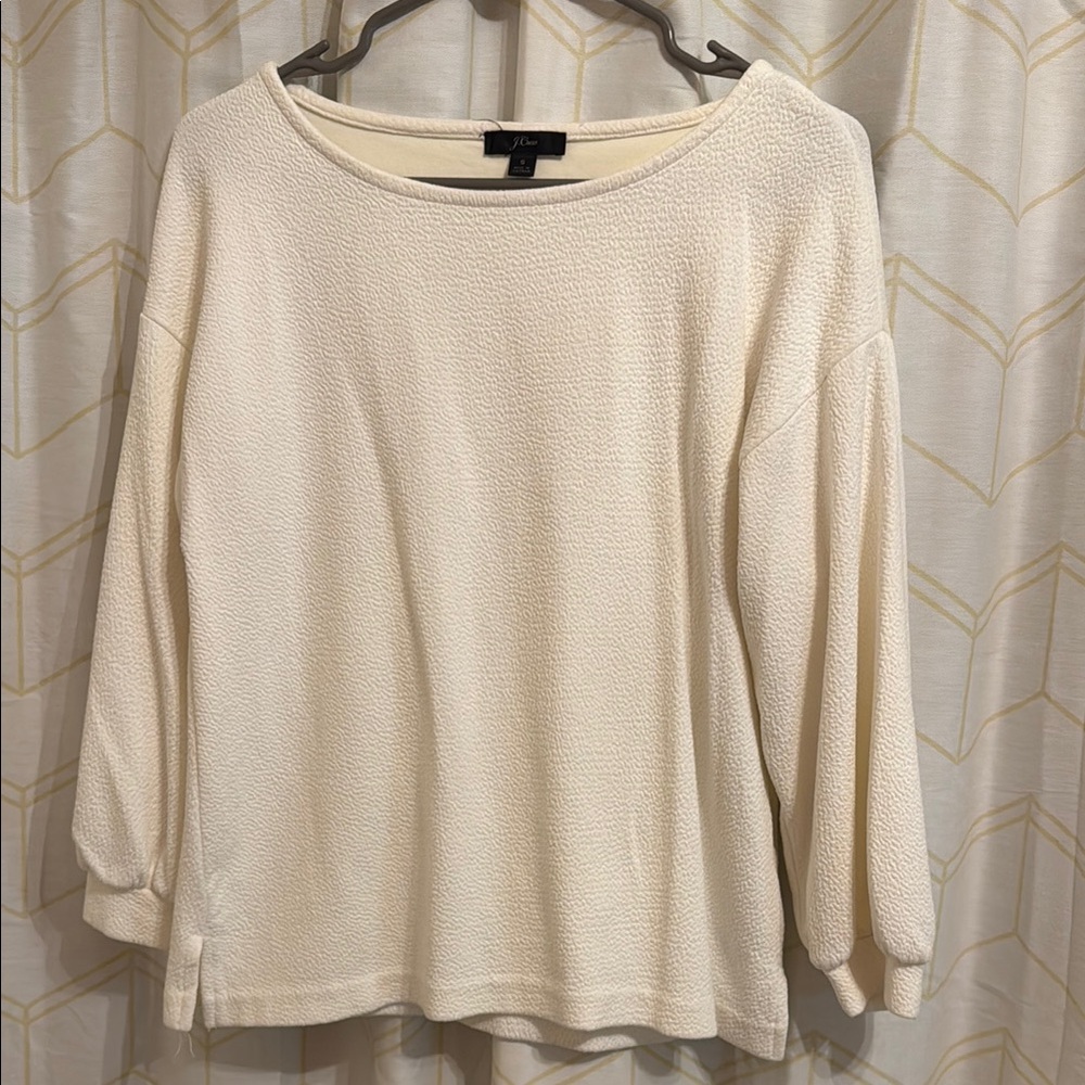 J. Crew Knit Cream Textured Balloon Long Sleeve Top - size Small